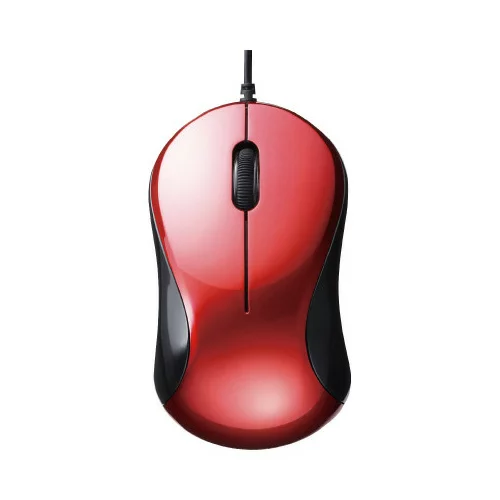 バッファロー 有線 静音 3ボタンマウス レッド