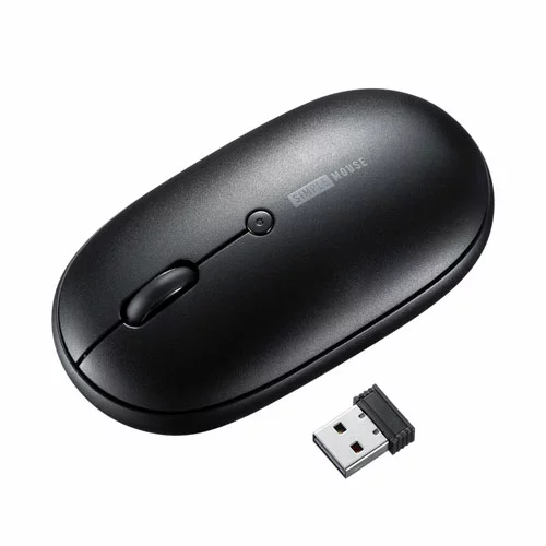 マウス ワイヤレスマウス 無線 2.4GHz 静音 薄型小型 持ち運び 3ボタン 左右対称 DPI切替 ブラック