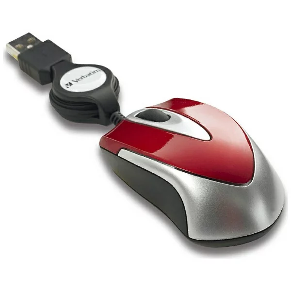Verbatim ｜バーベイタム マウス 巻き取り式 レッド MUSTORV3 [光学式 /有線 /3ボタン /USB]