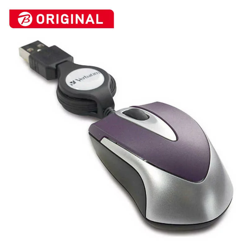 マウス VERBATIMJAPAN 有線光学式マウス［USB］巻き取り式（3ボタン・パープル） MUSTOVV3