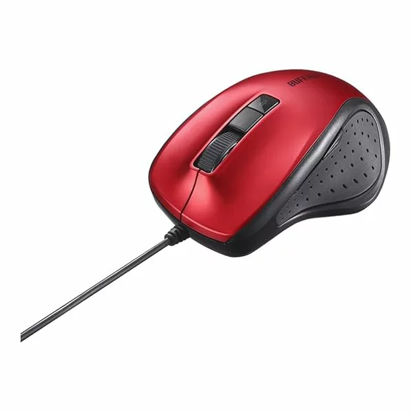 バッファロー BUFFALO 有線 BlueLED 静音 5ボタンマウス レッド BSMBU308RD