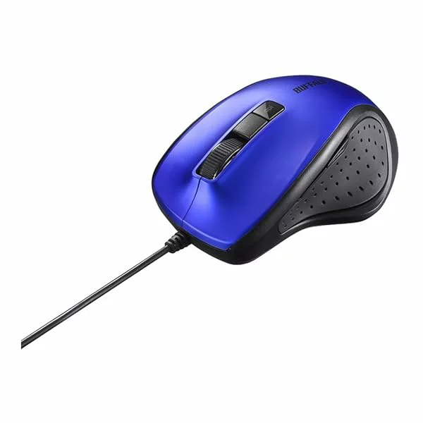 BUFFALO 有線 BlueLED 静音 5ボタンマウス BSMBU308BL ブル−