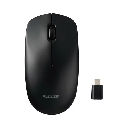 ELECOM エレコム マウス/無線2.4GHz/Type-Cプラグ/Lサイズ/3ボタン/左右対称/ブラック(M-LE10DRCBK)