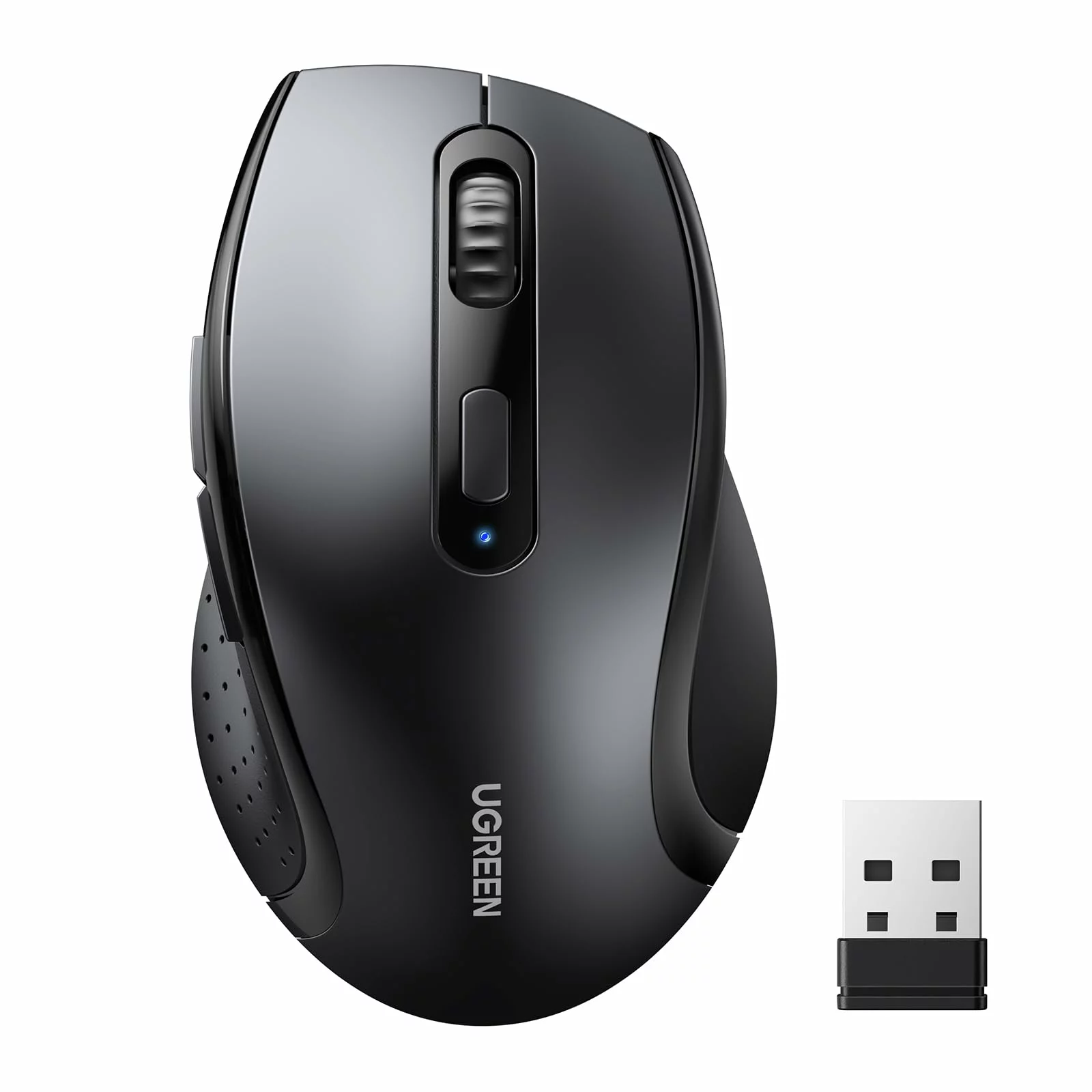 マウス ワイヤレスマウス 無線 5ボタン 静音 2.4GHz 高感度光学センサー 1600DPI 左右対称 乾電池式 PC周辺機器