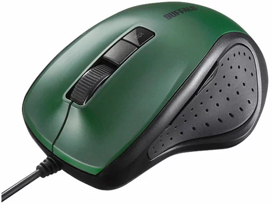 バッファロー BUFFALO バッファロー 有線 BlueLED 静音 5ボタンマウス グリーン(BSMBU300GR)