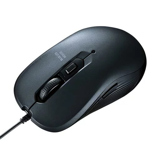 サンワサプライ 有線5ボタンブルーLEDマウス ブラック
