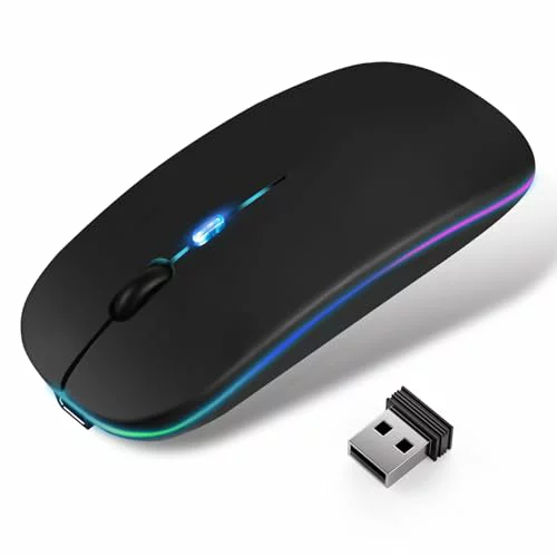 マウス 無線 ワイヤレスマウス超薄型＆Type-C充電式静音3DPIモード2.4GHz 7色ライト光学式 節電モデル 持ち運び便利 簡単接続 小