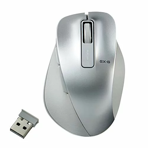 エレコム マウス ワイヤレス Mサイズ 5ボタン(戻る・進むボタン搭載) BlueLED 握りの極み シルバー M-XGM10DBSV/ 送料無料