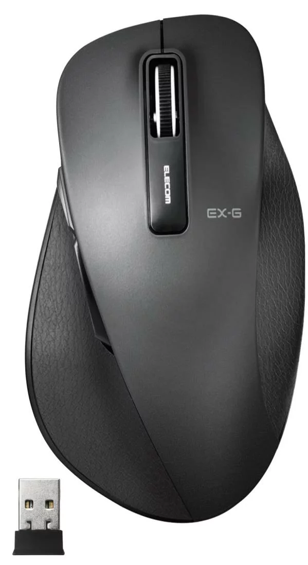エレコム マウス ワイヤレス (レシーバー付属) Lサイズ 5ボタン (戻る・進むボタン搭載) BlueLED 握りの極み ブラック M-XGL10DBB K