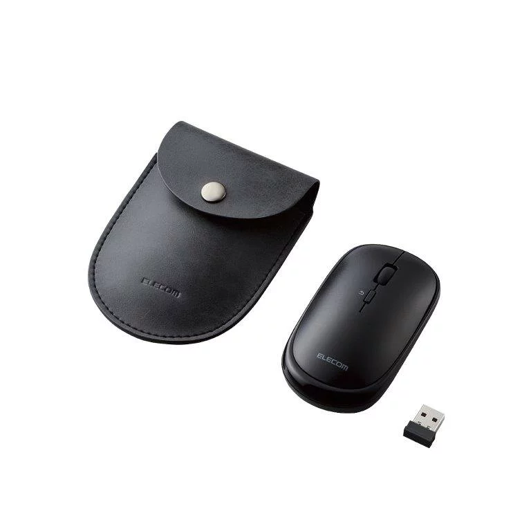 ELECOM エレコム BlueLEDマウス/薄型/無線/4ボタン/ポーチ付/ブラック(M-TM10DBBK)