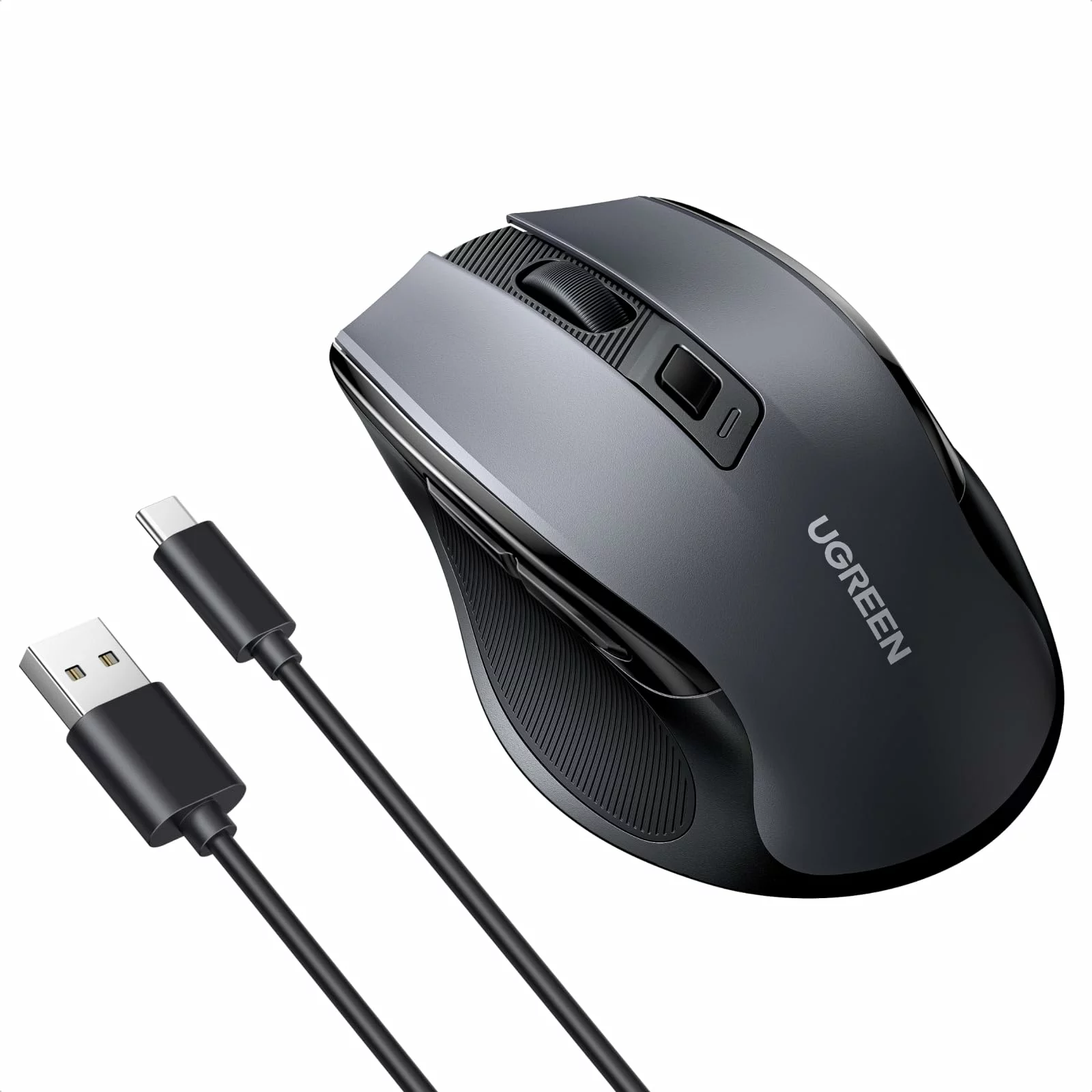 マウス ワイヤレスマウス 無線 静音 6ボタン USB充電式 5段階DPI調整 PC パソコン 周辺機器 ブラック