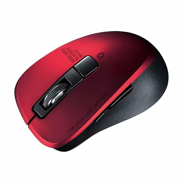 SANWA SUPPLY サンワサプライ Bluetooth 5.0マウス 静音 ブルーLED 5ボタン 2400dpi(3段階切替) 小型 レッド MA-BTBL155R