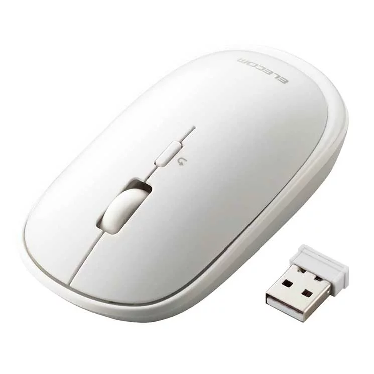 ELECOM エレコム ワイヤレスマウス BlueLED 無線 （ USB 2.4GHz ） 4ボタン 薄型 モバイルマウス 収納ポーチ付き 割り当て機能 レシーバー収納付 ホワイト ELECOM