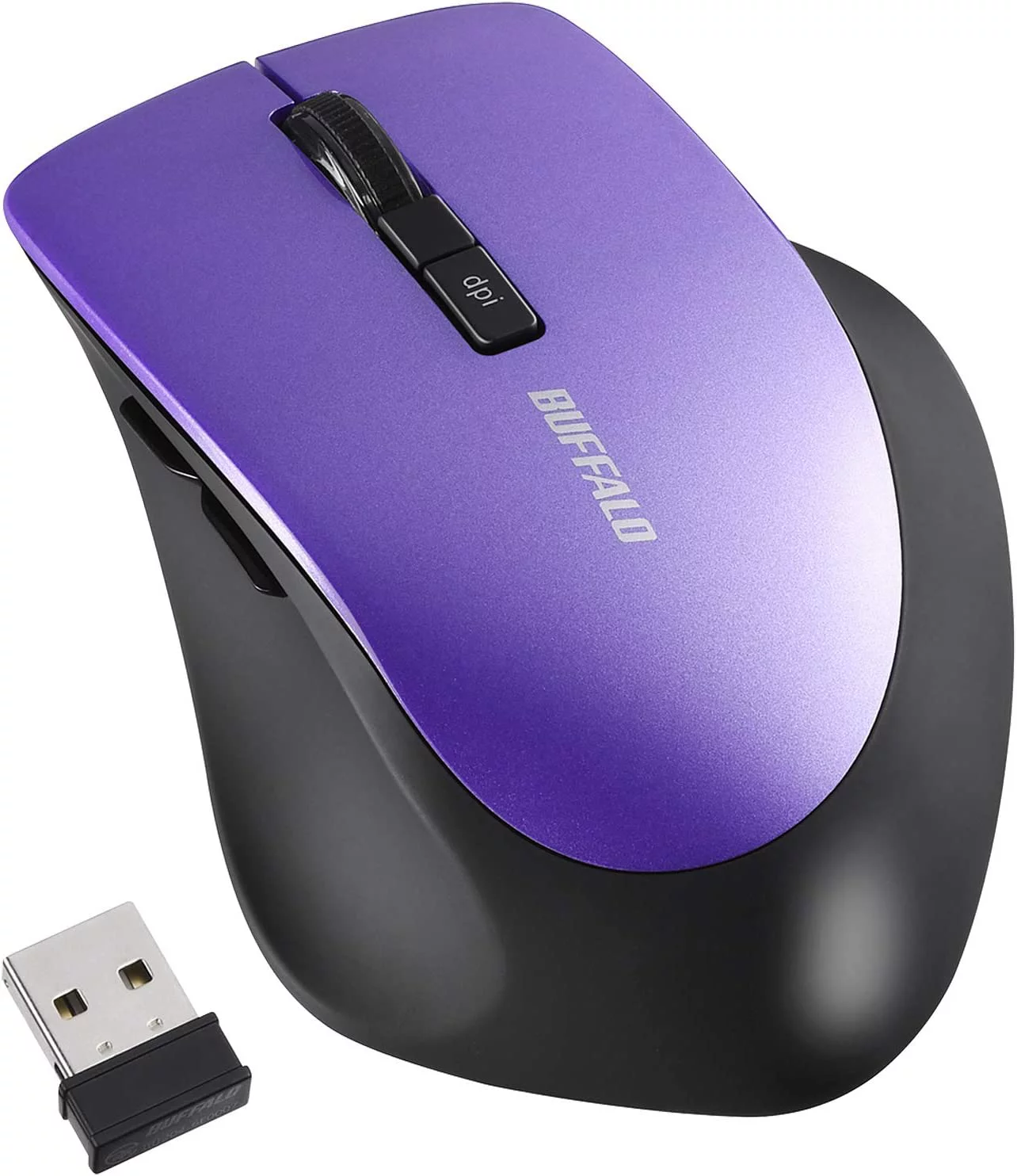 バッファロー マウス 無線 ワイヤレス 静音 5ボタン 【戻る/進むボタン搭載】dpi切替 BlueLED パープル BSMBW325PU