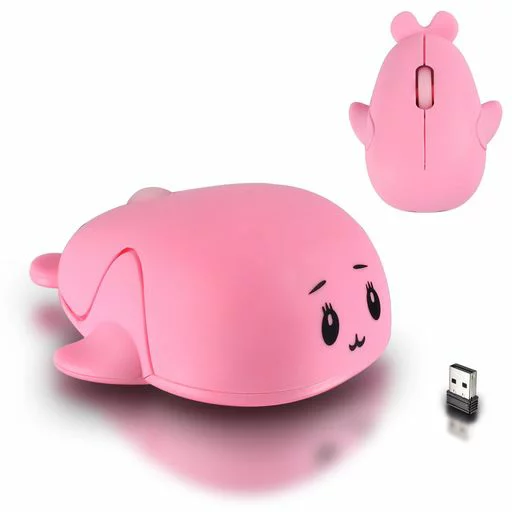 Fmlyhom ワイヤレスマウス2.4Ghz可愛い動物イルカマウス電池式光学式軽量無線USB小型静音子供用マウスPC/Windows/Mac/IOS/ラップトップ/パソコン対応(ピンク)