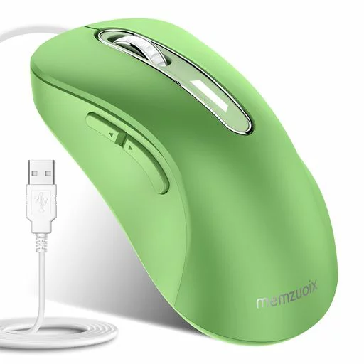 memzuoix 有線マウス USB 1400DPI 光学式 5 ボタン 人間工学設計 1.5m ケーブル ノートPC MacBook対応 Windows Mac Linux など複数OS対応 (カラシグリーン)