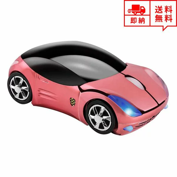 マウス ワイヤレスマウス 無線 マウス USBレシーバー 2.4G スポーツカー ピンク 7色LED 静音設計 省電力 Windows/Mac/surface/Microsoft