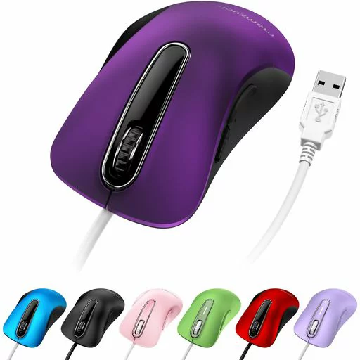 QAF 有線マウス USB 1400DPI 光学式 5 ボタン 人間工学設計 1.5m ケーブル ノート PC MacBook対応 Windows Mac Linux など複数OS対応 (ロイヤルパープル)