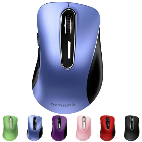 QAF 2.4GHz ワイヤレスマウス 人間工学デザイン 長時間使用で疲れにくい 1400DPI 高精度光学トラッキング 即插即用 USB レシーバー付属 5 ボタン PC/ノート/MacBook/Chrome OS 対応 レッド、ネイビー