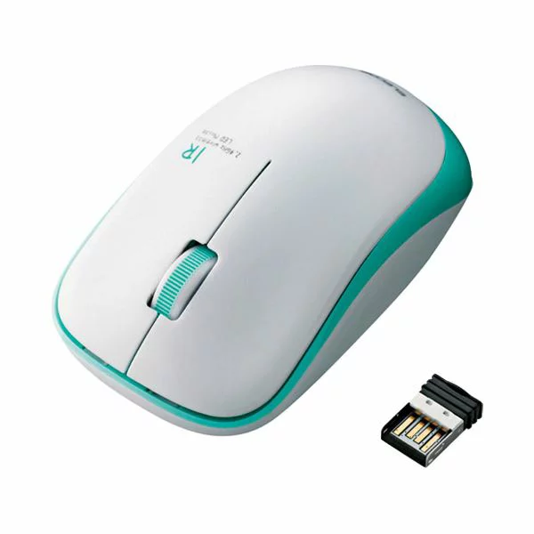 エレコム 【中古】エレコム マウス ワイヤレス (レシーバー付属) Mサイズ 3ボタン IRセンサー 省電力 グリーン M-IR07DRGN