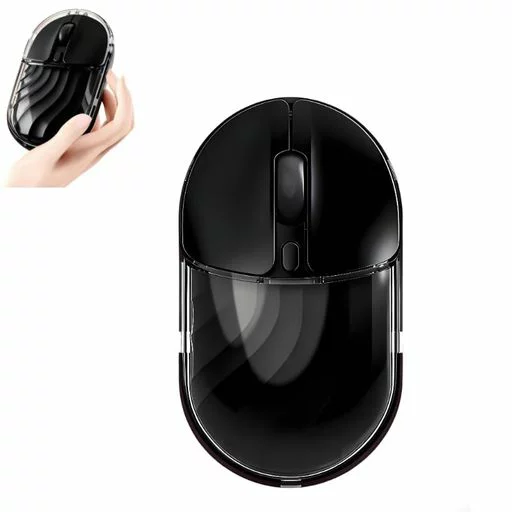 マウス ワイヤレスマウス Bluetooth & 2.4G デュアル接続 軽量70g 静音 水しぶき波紋 中小手女性向け TYPE-C充電式 透明デザイン 持ち運び便利 3段階DPI調整