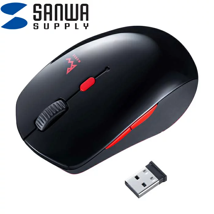 SANWA SUPPLY SANWASUPPLY サンワサプライ 静音ワイヤレスブルーLEDコンボマウス(ブラック×レッド) MA-WBTBL193BKR