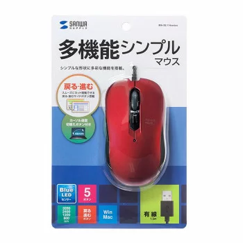 サンワサプライ SANWASUPPLY サンワサプライ 有線ブルーLEDマウス レッド MA-BL114R(MA-BL114R)