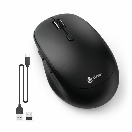 iClever ワイヤレスマウスデュアルモード無線マウスBluetoothtype-C充電式マウス2.4GHz静音7鍵ボタン800/1200/1600/2400DPI3台デバイス同時接続可能Windows