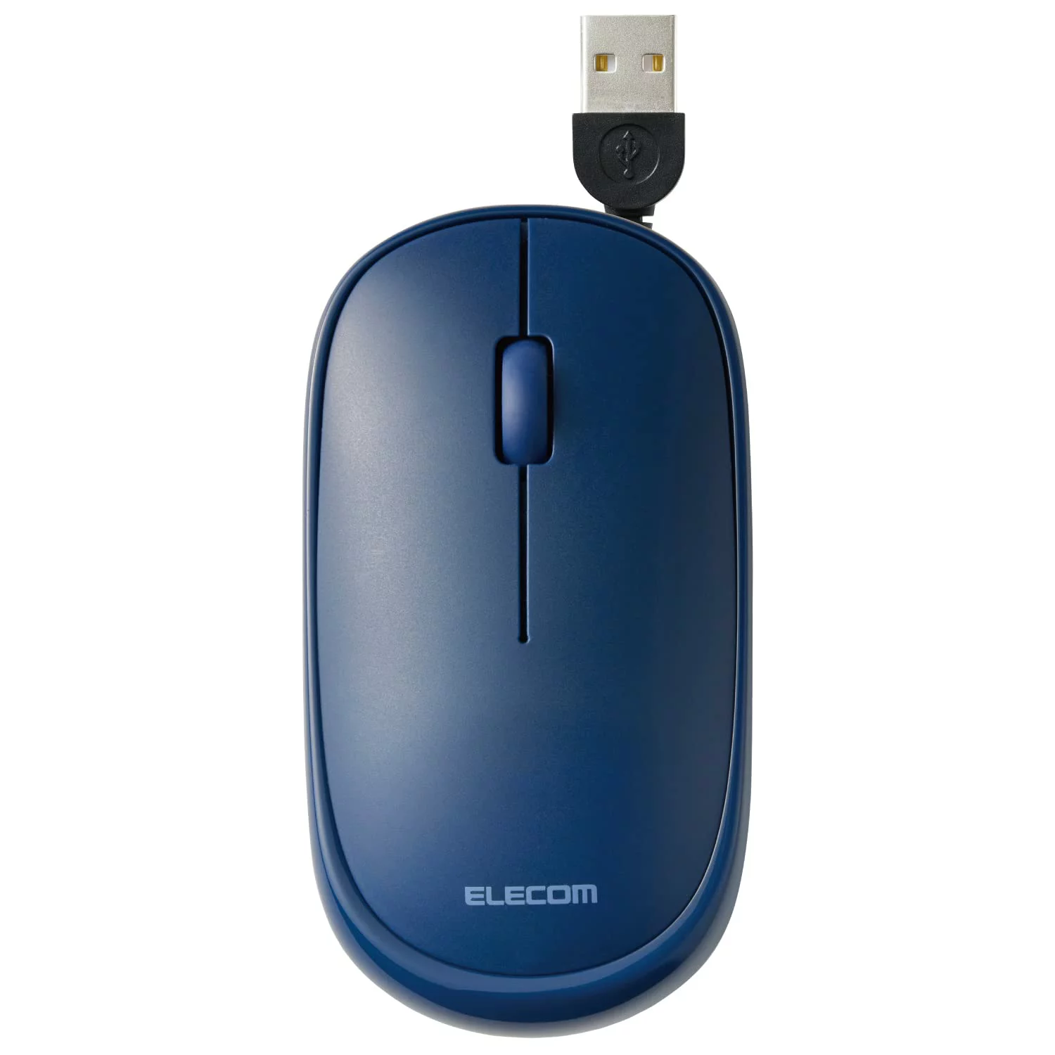 マウス 有線マウス 静音 薄型 モバイル 3ボタン ケーブル巻取式 ブルー コンパクト パソコン 周辺機器 PCアクセサリー
