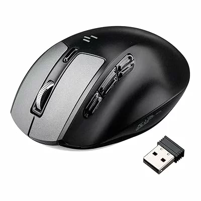 マウス 多ボタンマウス 無線 Bluetooth 6つの割り当てボタン 液晶画面付き 静音 充電式 ブラック 400-MAWB