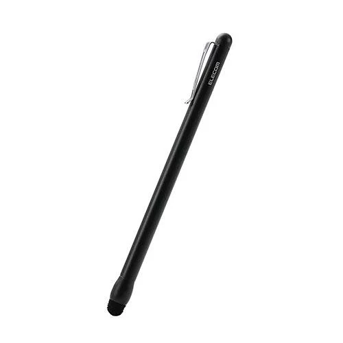 iPad エレコム タッチペン スタイラスペン 【iPad/iPhone/Android スマホ・タブレット各種対応】 スリムモデル 超感度 充電不要 高密度ファイバーチップ採用 クリップ付き ブラック P-TPSLIMBSCBK
