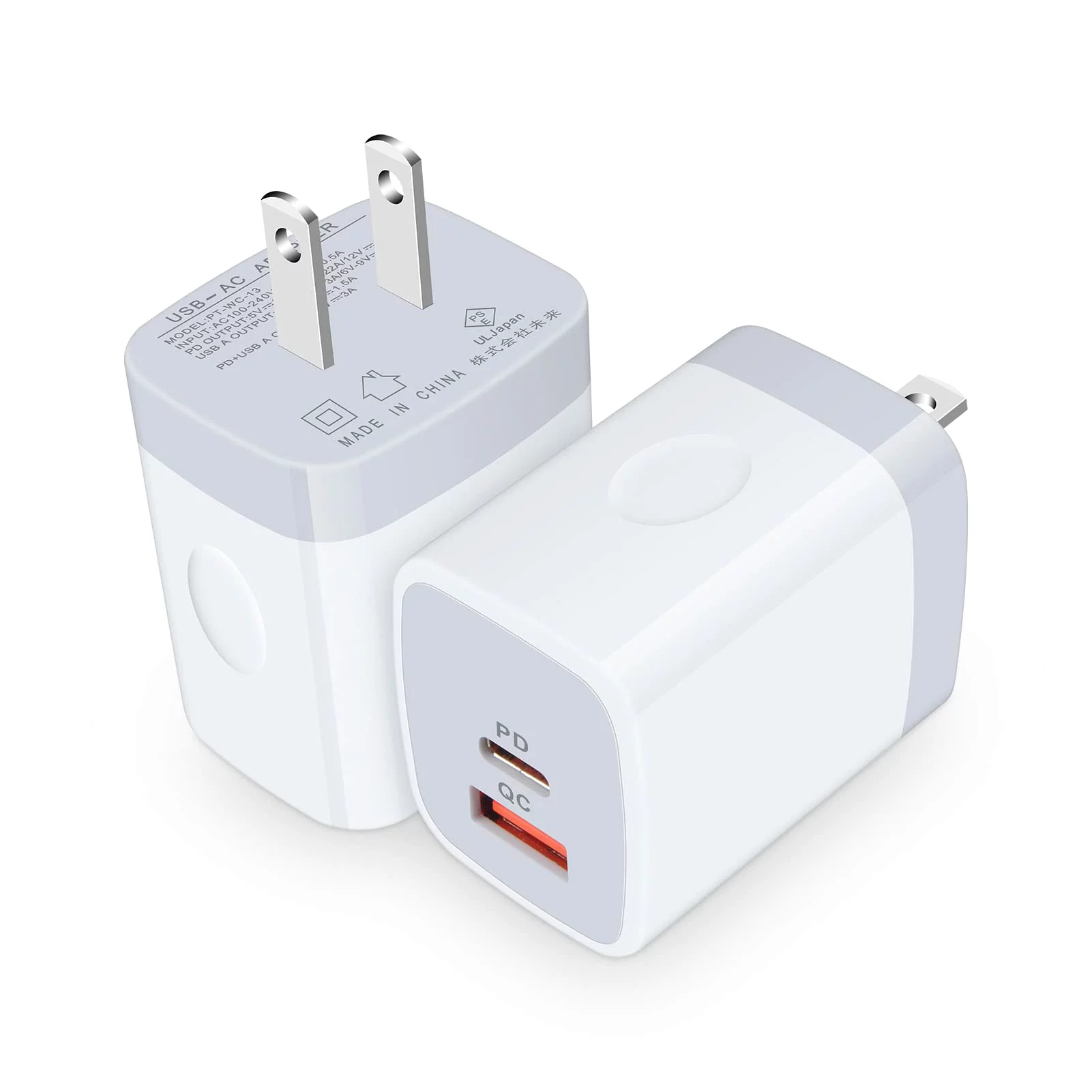iPad Pro Hootek 急速充電器 Type-C 20W USB-C電源アダプタ PD&QC3.0対応/PSE認証/2ポート USB-A&USB-C/2個セット タイプC 充電器 USB コンセント ACアダプター スマホ充電器 携帯充電器 iPhone 16/15シリーズ、Galaxy S24、iPad Pro/Mini/Air、Pixel3、Androidその他 各種機器対