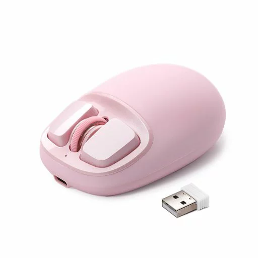 RisoPhy YUNZIIC1ワイヤレスマウスシリコン4800DPI光学トラッキング6段階調整3モード(2.4G/USB-C/Bluetooth)対応カスタマイズ可能ノートパソコンiPadMacBook用技適認証取得(ピンク)
