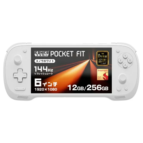 KONKR｜コンカー Androidゲーム機 KONKR Pocket FIT [6インチ /Android14 /RAM：12GB /ROM：256GB] スノウホワイト KONPKF-G3-12256W [Snapdragon /2025年12月モデル]