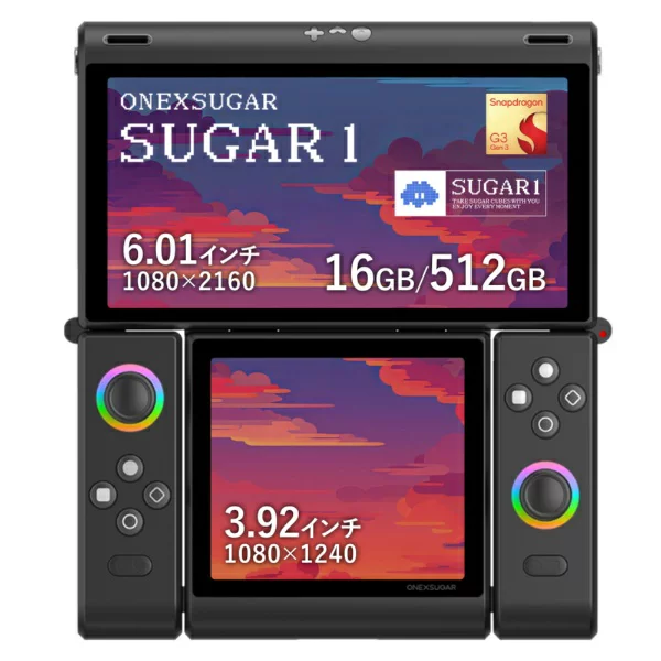 One XPlayer｜ワンエックスプレーヤー ポータブルゲーミングPC ONEXSUGAR SUGAR1 [6.01＋3.92インチ /Android14 /RAM：16GB /ROM：512GB] ブラック ONEXSUGAR16512BK [Snapdragon /2025年11月モデル]