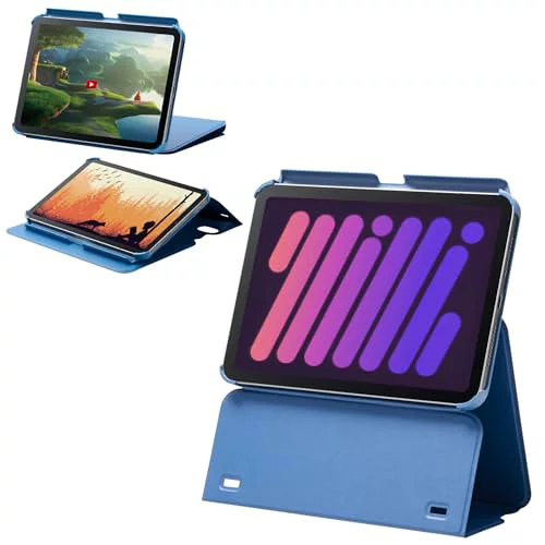 iPad エレコム iPad mini7(A17 Pro 2024年) mini6 第6世代 ケース 多段階高さ調整 オートスリープ/オートウェイク ソフトレザー ネイビー TB-A24SWVH2NV