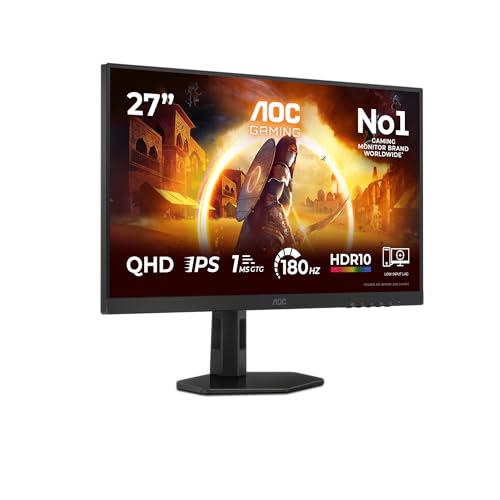 AOC Gaming Q27G4XF - 27 Zoll QHDモニター 180Hz 0.5ms FreeSync Prem.,G-Sync comp., HDR10 (2560x1440, DisplayPort, HDMI) Schwarz/grau