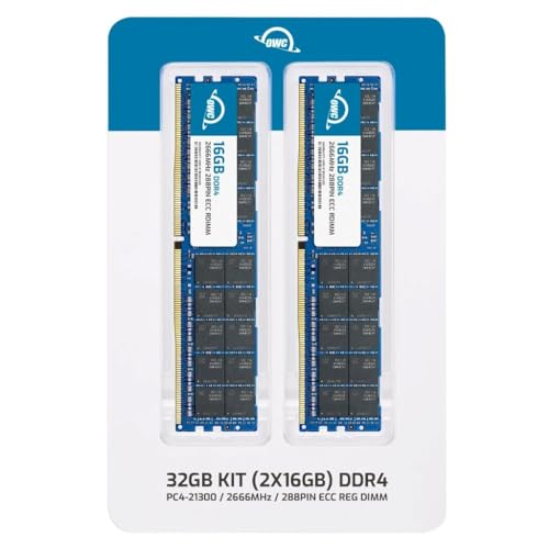 OWC 32GB (2x16GB) DDR4 2666MHz PC4-21300 CL19 2RX4 ECC Registered RDIMM 1.2V 288ピン メモリ RAM サーバー用アップグレード OWC2R6D42R4032P