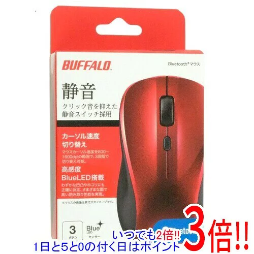BUFFALO｜バッファロー マウス レッド BSMBB110RD [BlueLED /無線(ワイヤレス) /3ボタン /Bluetooth]