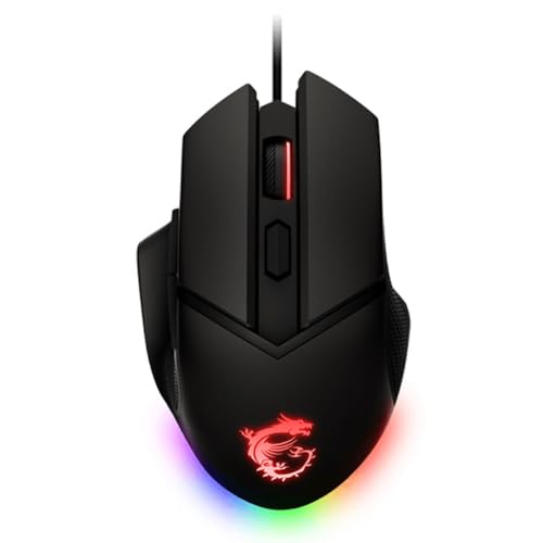 MSI (ムシ) クラッチ GM20 Elite ゲーミングマウス 6400DPI 20M+クリック オムロンスイッチ 光学センサー 調節可能なウェイト付き 人間工学的右利きデザイン RGBミスティックライト Clutch GM20 Elite