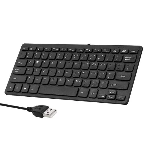 キーボード Xtahdge K-1000ミニキーボード78キーミニキーボードUSB電源ワイヤードキーボードチョコレートキーボードポータブルオフィスキーボードブラック