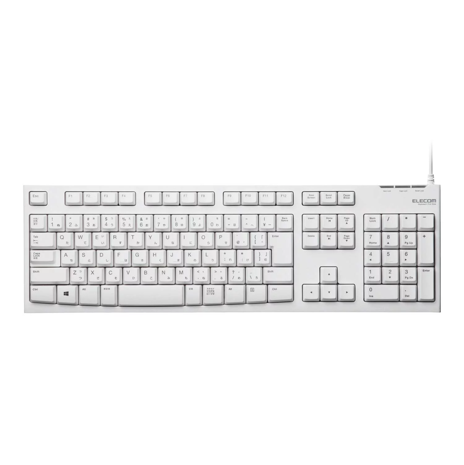 キーボード エレコム キーボード 有線 USB接続 1000万回高耐久 ホワイト