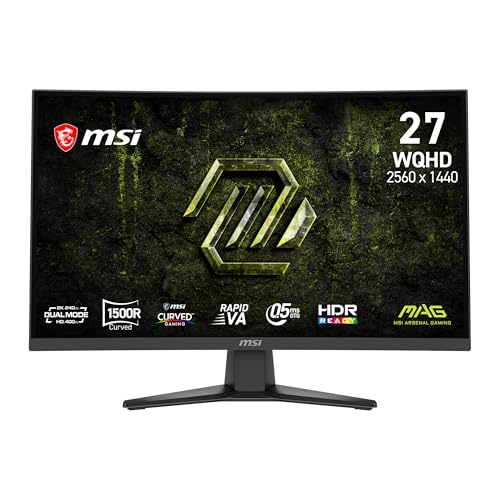 MSI MAG 275CQDF X24 27インチ 2560 x 1440 (QHD) ゲーミングモニター AMD FreeSync Premium WQHD 240HzとHD 400Hzのデュアルモード HDR対応 HDMI VGAポート VESA チルト 0.5ms ブラック