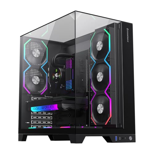 GAMEMAX ミッドタワー ゲーミング パノラミック強化ガラス ATX/M-ATX/ITX対応 7スロット拡張 最大400mm GPU対応 ARGBファン5基搭載 RMT-AP RGBコントローラー＆リモコン付き (Infinity Pro BK)