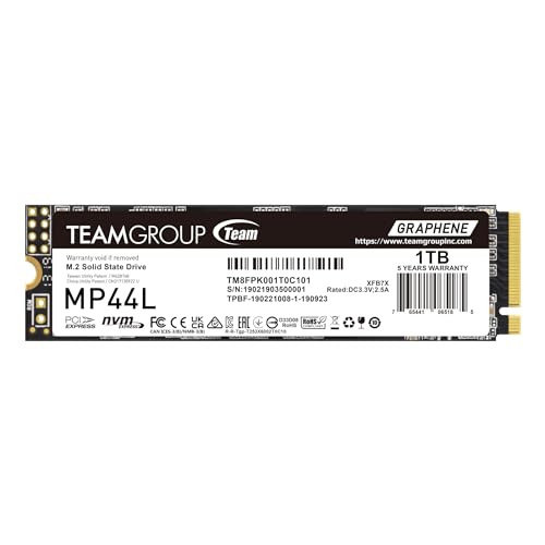 TEAMGROUP M.2 2280 NVMe 1TB｜TEAMGROUP MP44L SLCキャッシュ 1.4 ノートパソコン&デスクトップ (R W TM8FPK001T0C101