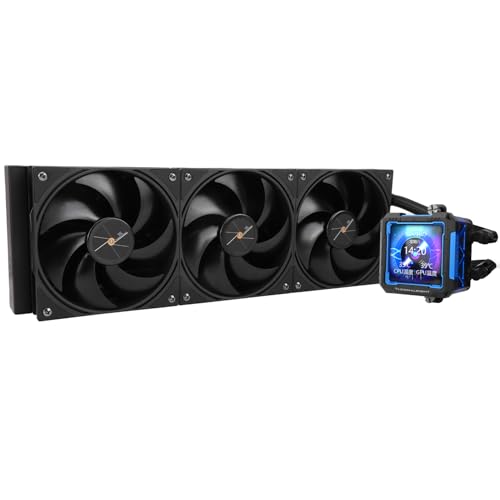 THERMALRIGHT FW PRO 360 Black CPU AIOクーラー、320*320解像度のIPS LCDスクリーン、AM5&Intel 1700/1851用、高性能360スペック水冷ラジエーター、2.73インチ着脱式ディスプレイ付き FW PRO 360 BLACK D4