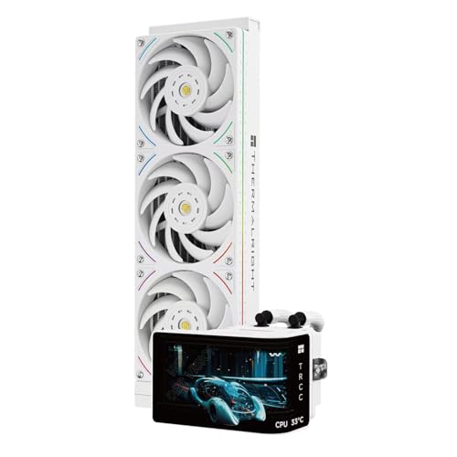 THERMALRIGHT ワンダービジョン360 UB ARGB CPU AIOクーラー、360mmラジエーター、2K 60HZカーブスクリーン、2400x1080解像度、AM4/AM5、Intel LGA1851/1700、6.67インチ3Dスクリーン高性能ポンプ。 WHITE-D2