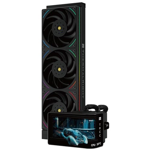 THERMALRIGHT ワンダービジョン 360 UB ARGB ブラック CPU AIOクーラー、360mmラジエーター、2K 60HZカーブスクリーン、2400x1080解像度、AM4/AM5、Intel LGA1851/1700、6.67インチ3Dスクリーン高性能ポンプ。 BLACK-D2