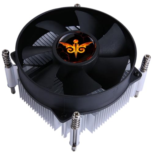 YWHT 銅コアラジエータープロセッサPCクーラーX79 X99 CPUファン4ピンPWMクーラー空冷取り付けLGA2011 2066 E5 (2011-4PinPWM - 丸型枠 黒ブレード - ライトなし,銅コア) 001