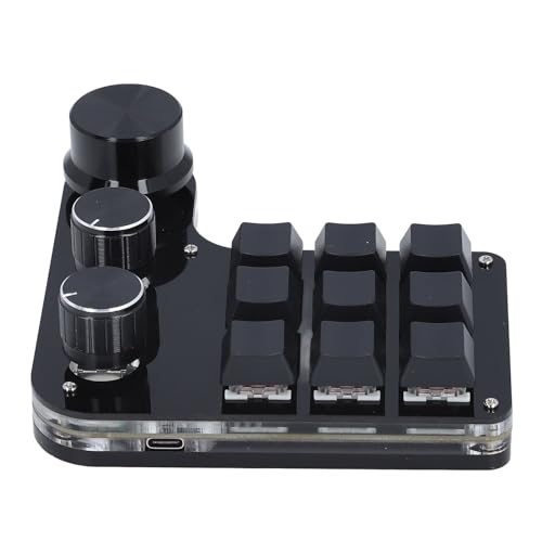 Enlybee USBミニマクロメカニカルゲーミングキーボード、プログラム可能な9キー3ノブ、レッドスイッチRGB LED、オンボードストレージ有線キーパッドでカスタムゲーム体験。